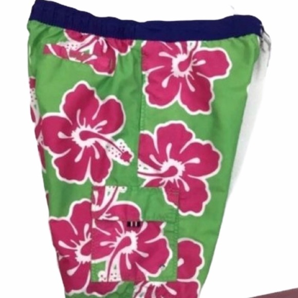 Tommy Hilfiger Green Floral Swim Trunks Shorts - Picture 6 of 6